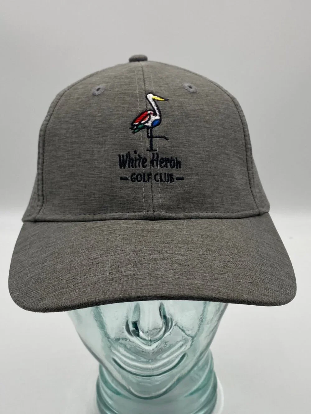 Bridgestone Golf White Heron Golf Club Hat Strapback Gray Cap OSFA Adjustable
